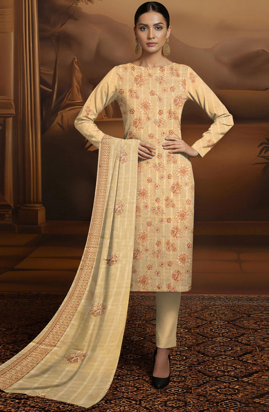 Arzoo by Al Karim Embroidered Lawn Unstitched 3 Piece Suit - D-08 - AK26AZOR - Yellow - Summer Collection
