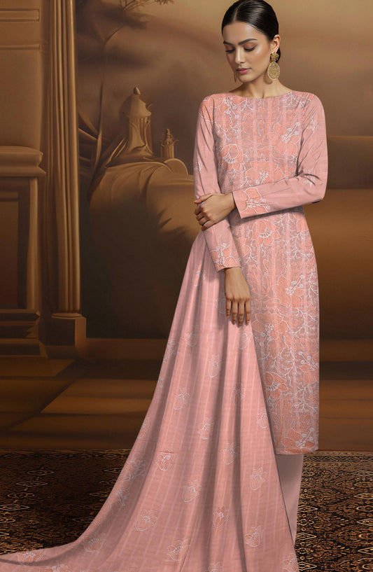 Arzoo by Al Karim Embroidered Lawn Unstitched 3 Piece Suit - D-03 - AK26AZOR - Pink - Summer Collection