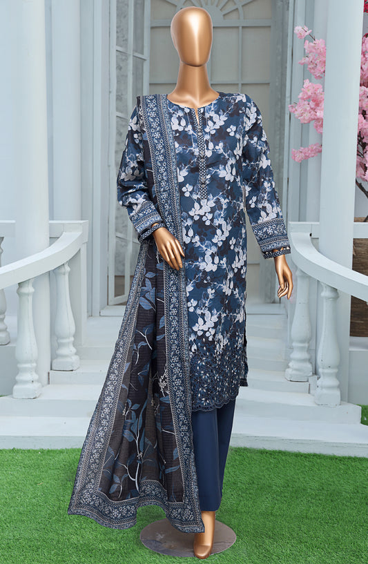 Asasa by HZ Textiles Embroidered Lawn Unstitched 3 Piece Suit - AEC-613 - HZ26ASA - Blue - Summer Collection