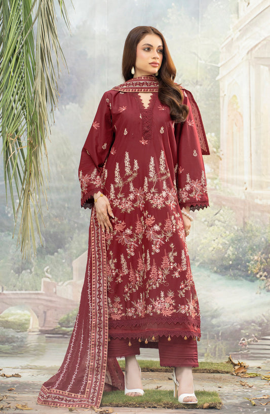 Astoria by Aalaya Embroidered Lawn Unstitched 3 Piece Suit - D-03 - ALY26ASO - Maroon - Summer Collection