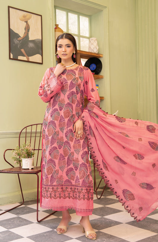 Aura by Aalaya Embroidered Lawn Unstitched 3 Piece Suit - Design-03 - ALY26AR - Pink - Summer Collection