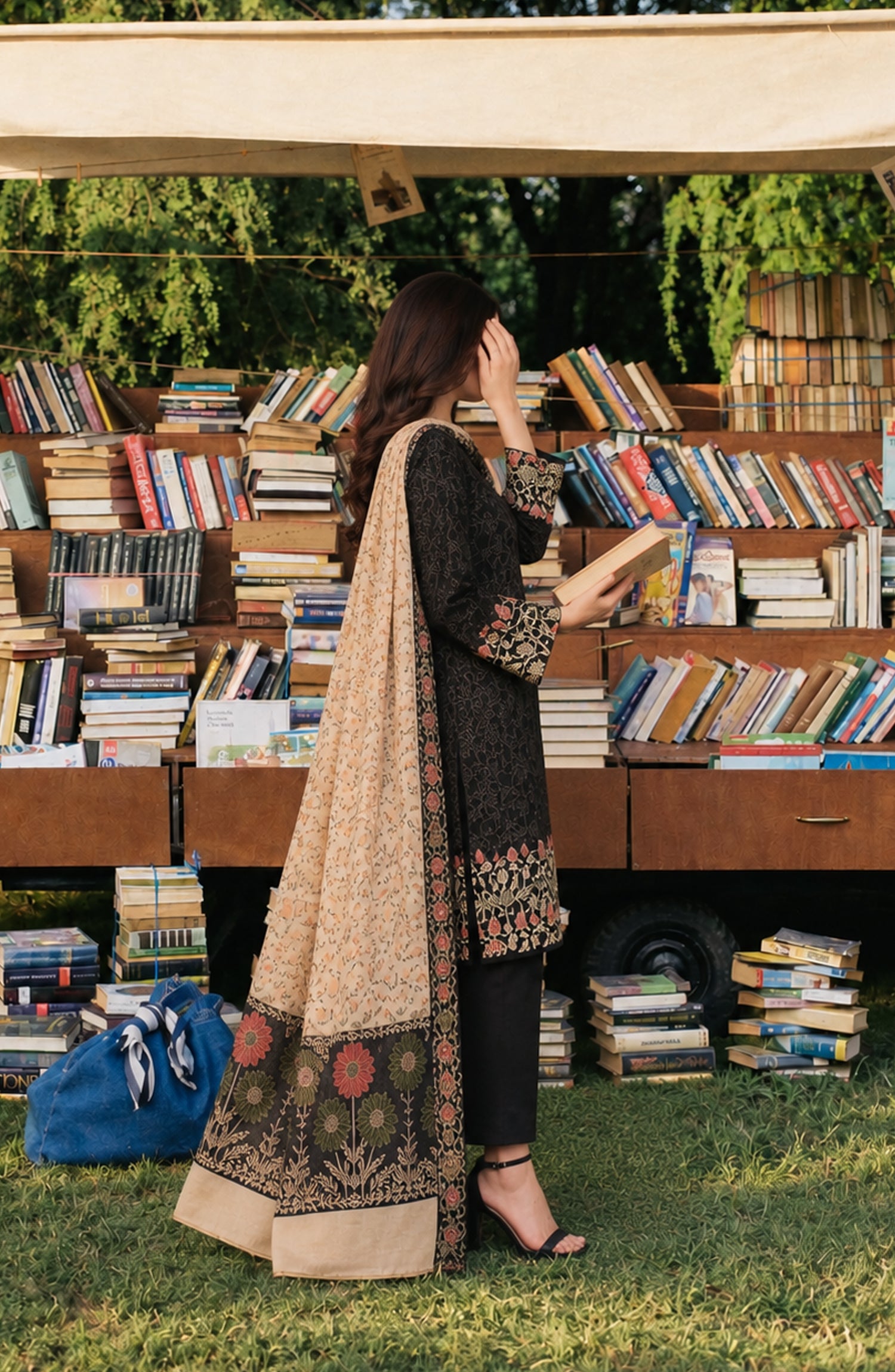 Aveline by Amna Khadija Printed Supreme Wool Unstitched 3 Piece Suit - AKAW-11 - AM26TRV - Black - Winter Collection