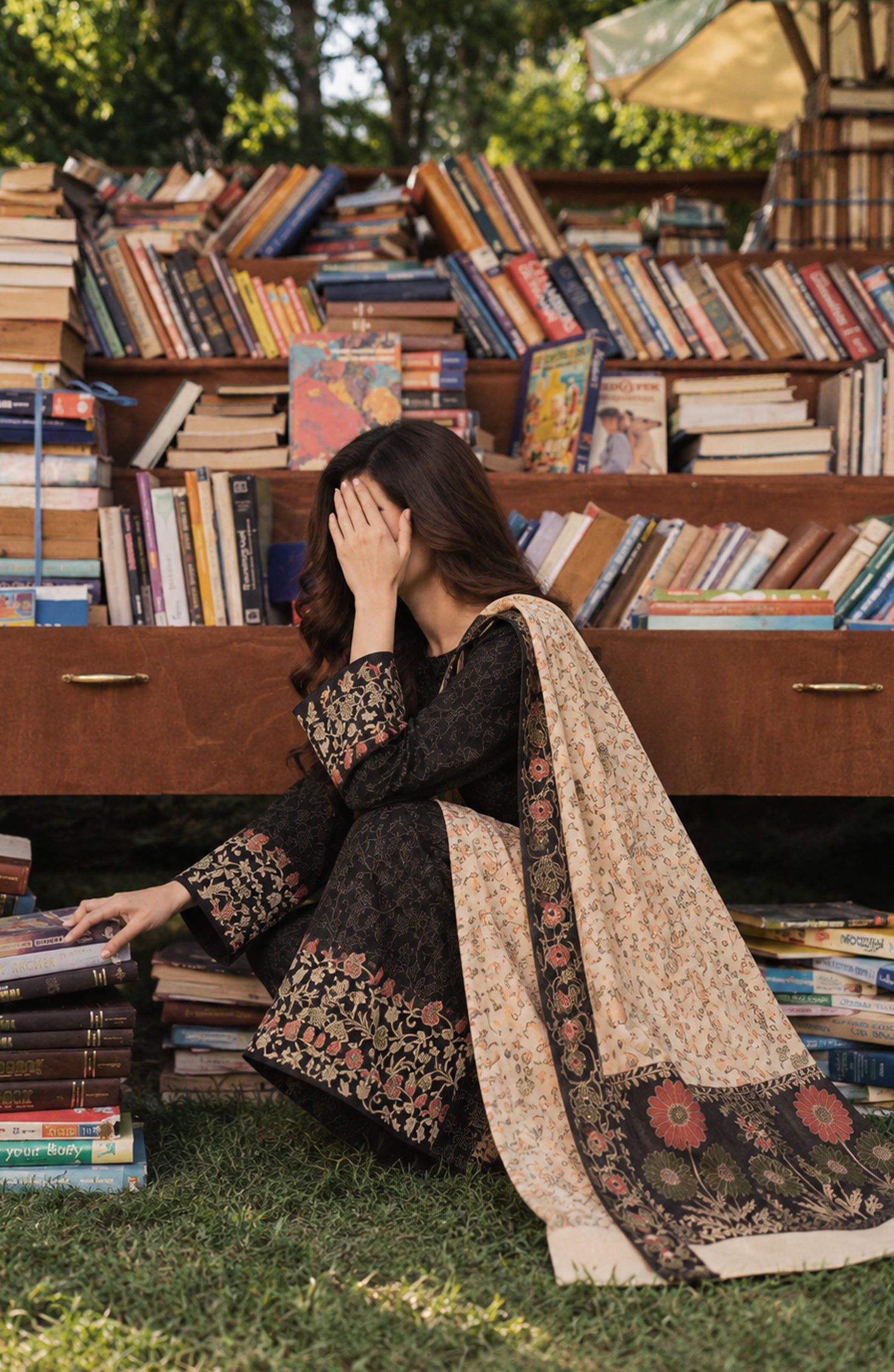Aveline by Amna Khadija Printed Supreme Wool Unstitched 3 Piece Suit - AKAW-11 - AM26TRV - Black - Winter Collection