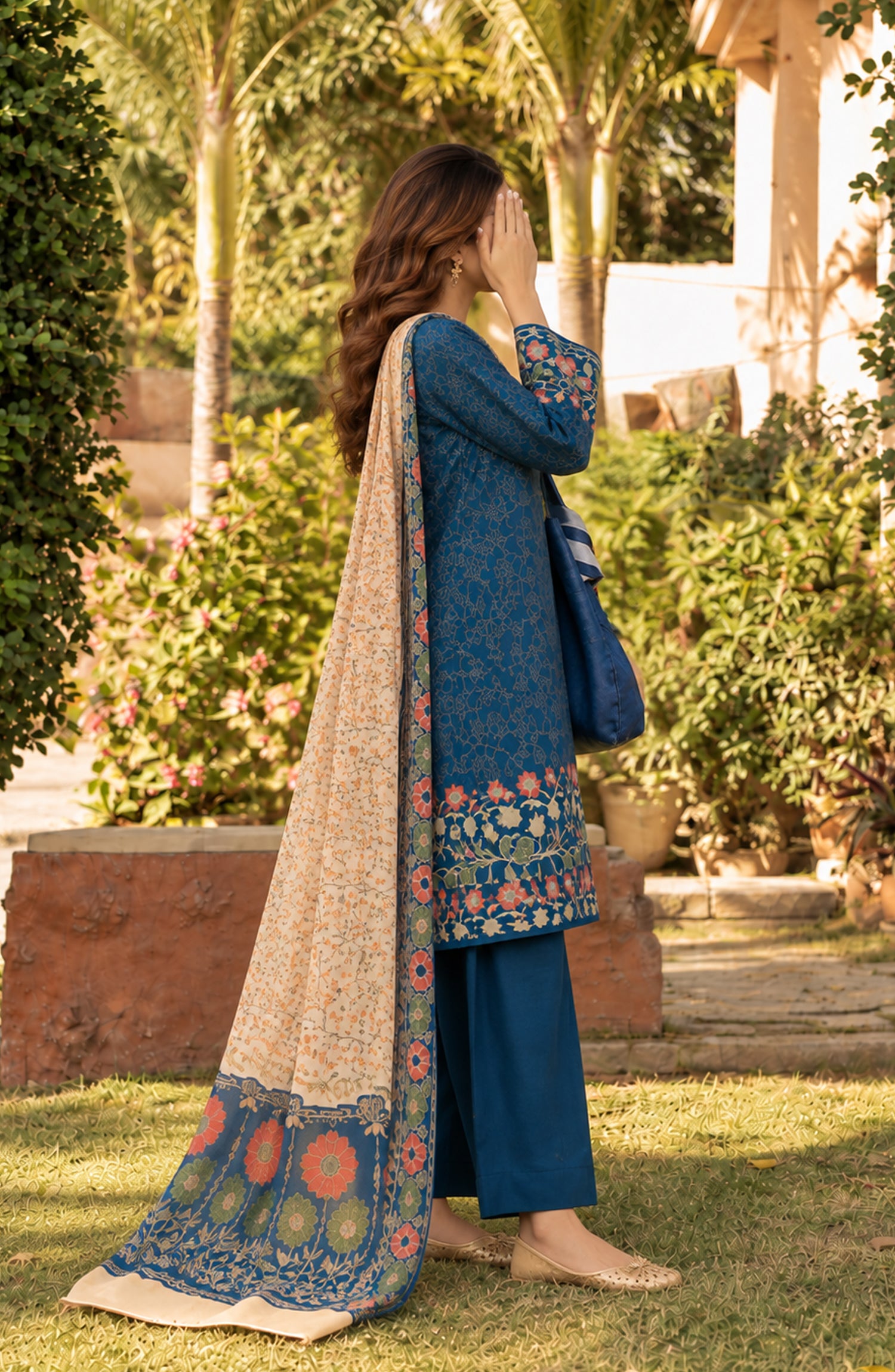 Aveline by Amna Khadija Printed Supreme Wool Unstitched 3 Piece Suit - AKAW-12 - AM26TRV - Blue - Winter Collection