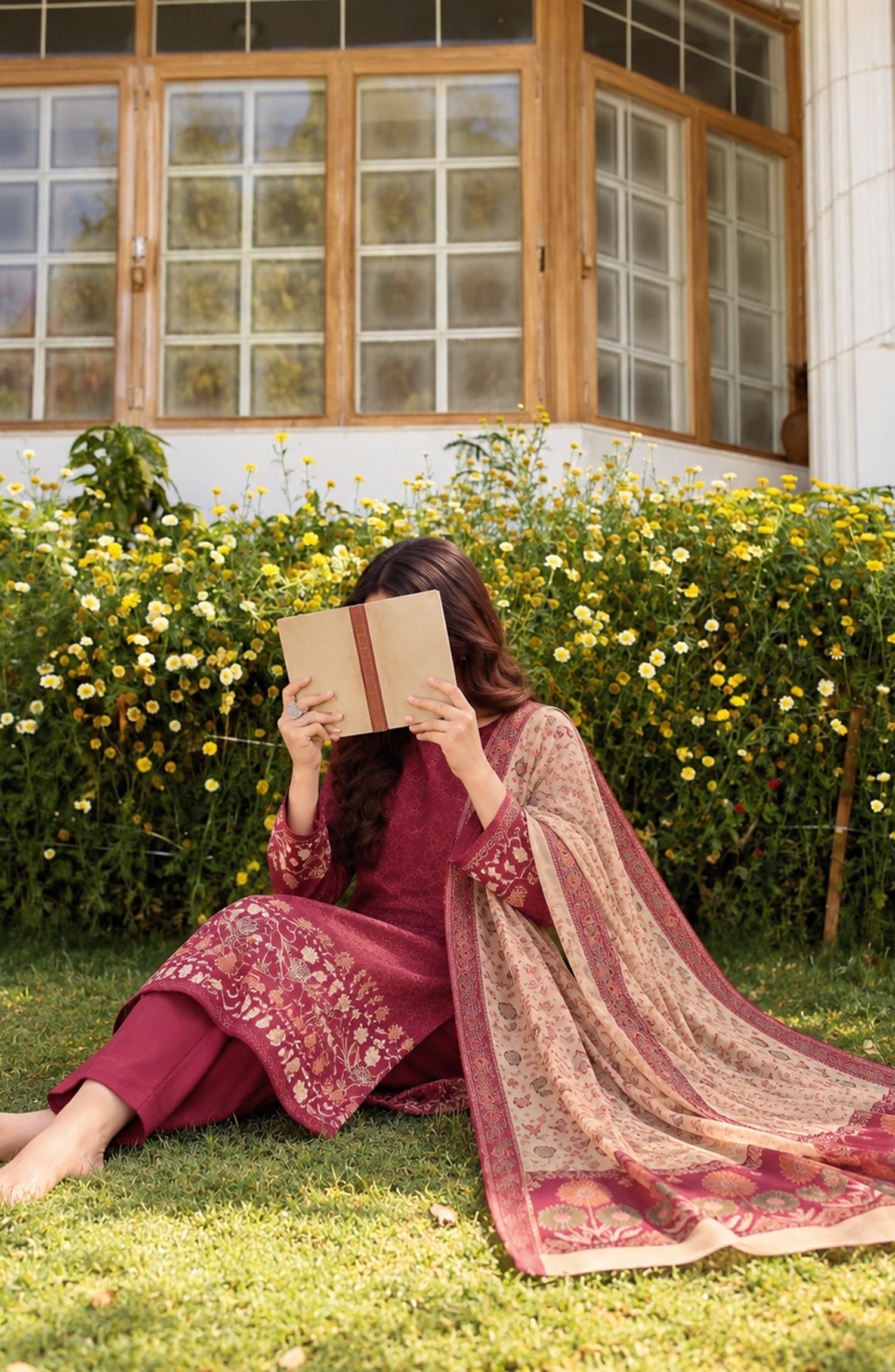 Aveline by Amna Khadija Printed Supreme Wool Unstitched 3 Piece Suit - AKAW-15 - AM26TRV - Red - Winter Collection