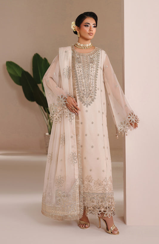 Aymal by Alizeh Embroidered Chiffon Unstitched 3 Piece Suit - 4065-MIKA - ALZ26AML - White - Festive Collection