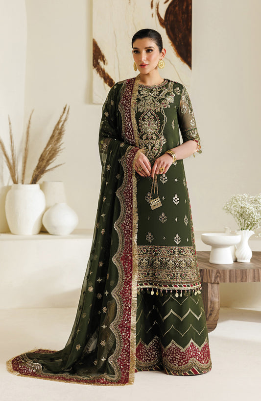 Aymal by Alizeh Embroidered Chiffon Unstitched 3 Piece Suit - 07-Hyan - AML26ALZ - Green - Festive Collection