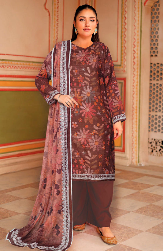 Azal by Johra Printed Lawn Unstitched 3 Piece Suit - JH-1517 - JH25AZALL - Maroon - Casual Collection