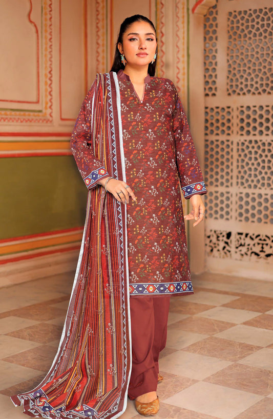 Azal by Johra Printed Lawn Unstitched 3 Piece Suit - JH-1510 - JH25AZALL - Maroon - Casual Collection