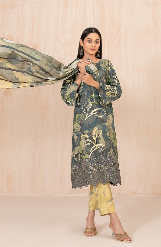 Azeena by Tawakkal Fabrics Embroidered Staple Slub Unstitched 3 Piece Suit - D-5624 - TF25AZN - Green - Winter Collection
