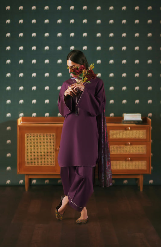 Azzurra by Casual Lite Premium Cotton Lawn Stitched 3 Piece Suit - Obscura - CL26AZU - Purple - Summer Collection