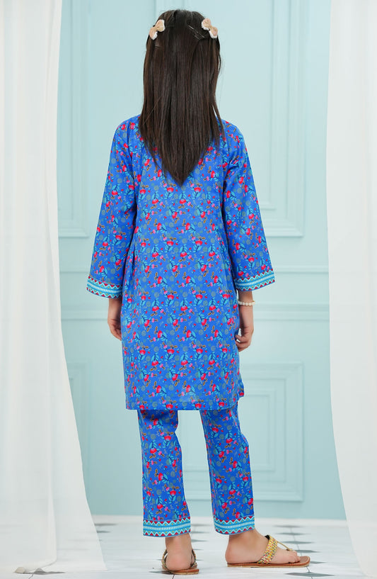 Amna Khadija Printed Lawn Stitched 2 Piece Suit - BBPW-05 - AM25BBPW - Blue - Kids Collection