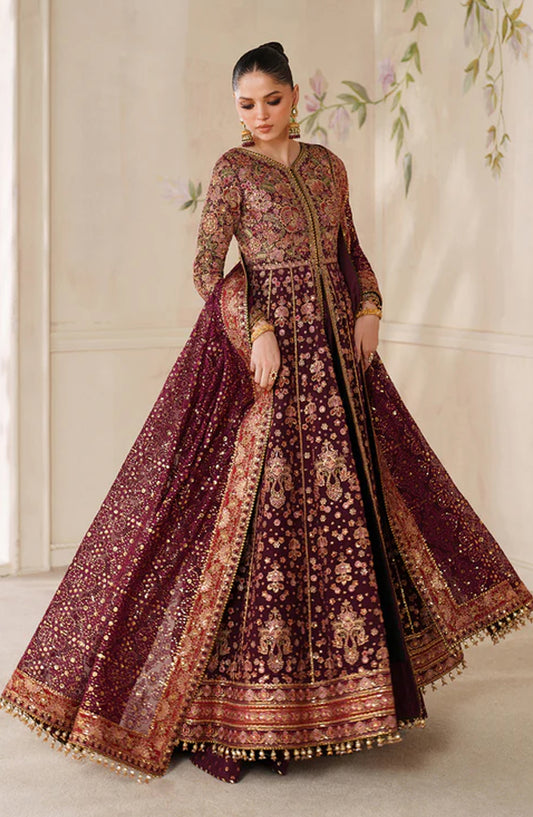 Baroque Chantelle Embroidered Chiffon Unstitched 3 Piece Suit - V14-D05 - BQ25CHN - Purple - Formal Collection