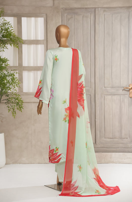 Batari Charmeous by Amna Khadija Printed Poly Charmeous Silk Stitched 3 Piece Suit - BCM-03 - AM25BAT - Green - Casual Collection