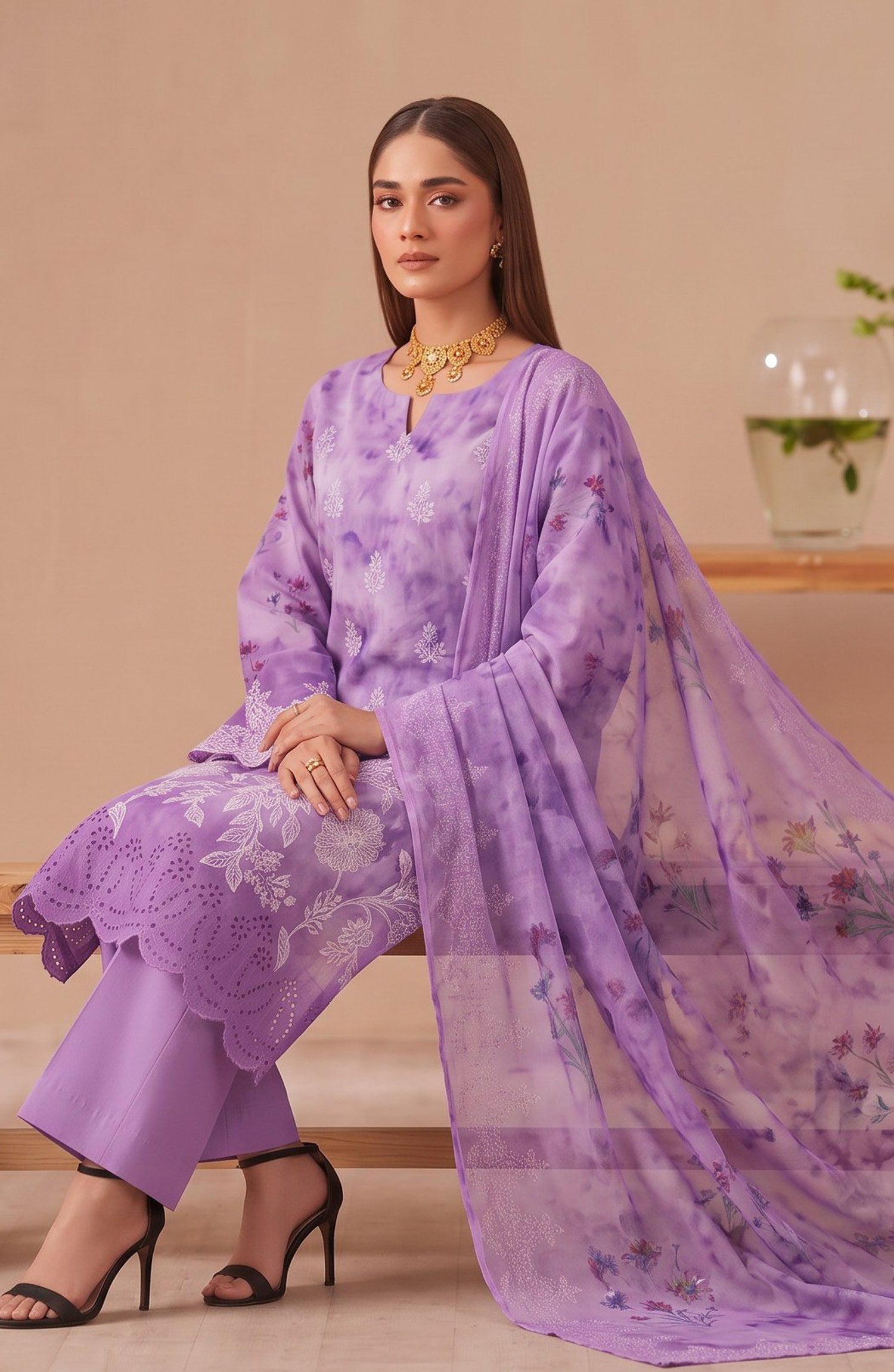 Bella by Amna Khadija Embroidered Viscose Unstitched 3 Piece Suit - D-01 - AM26BEL - Purple - Winter Collection