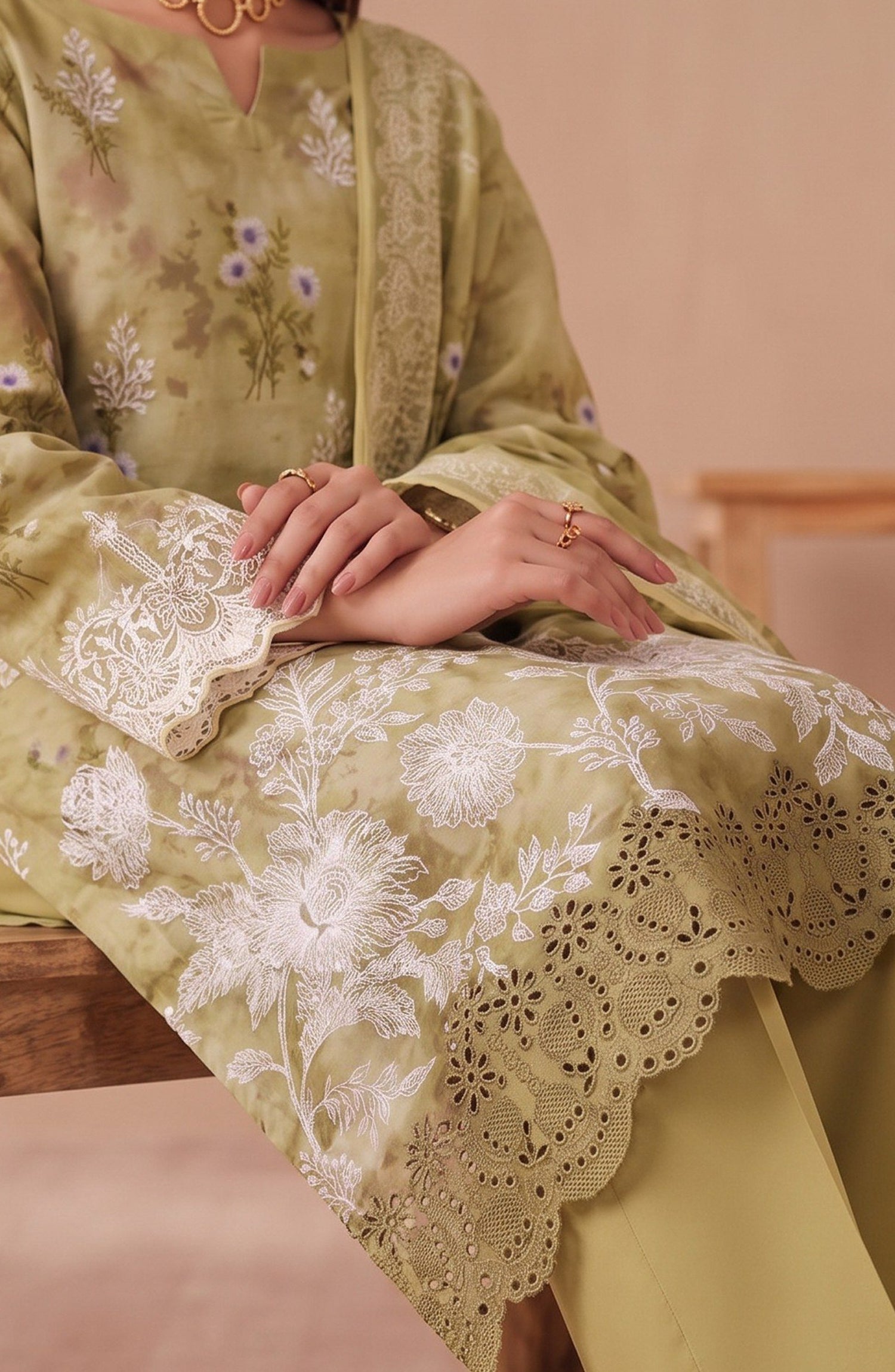 Bella by Amna Khadija Embroidered Viscose Unstitched 3 Piece Suit - D-02 - AM26BEL - Green - Winter Collection