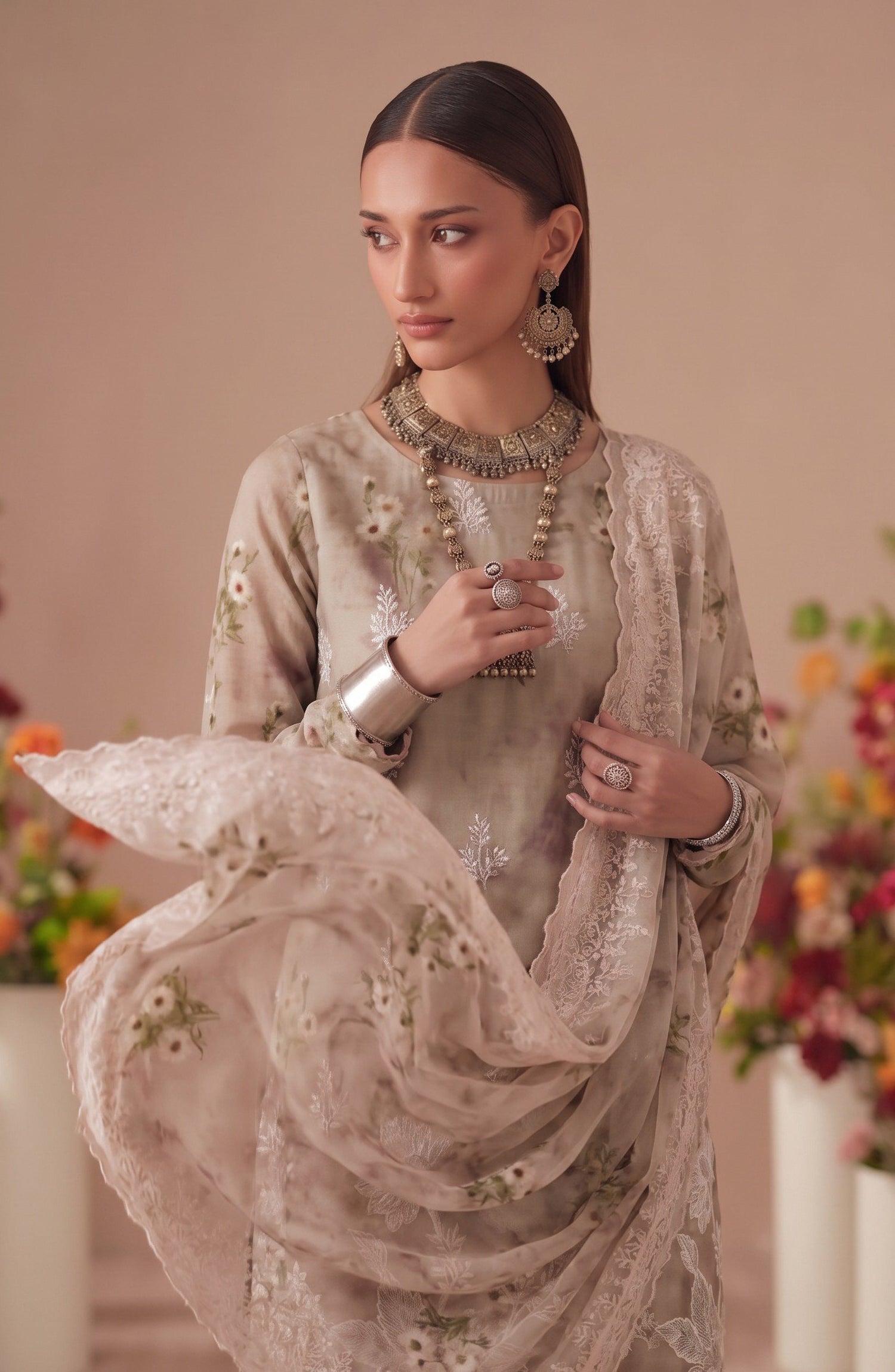 Bella by Amna Khadija Embroidered Viscose Unstitched 3 Piece Suit - D-04 - AM26BEL - Beige - Winter Collection