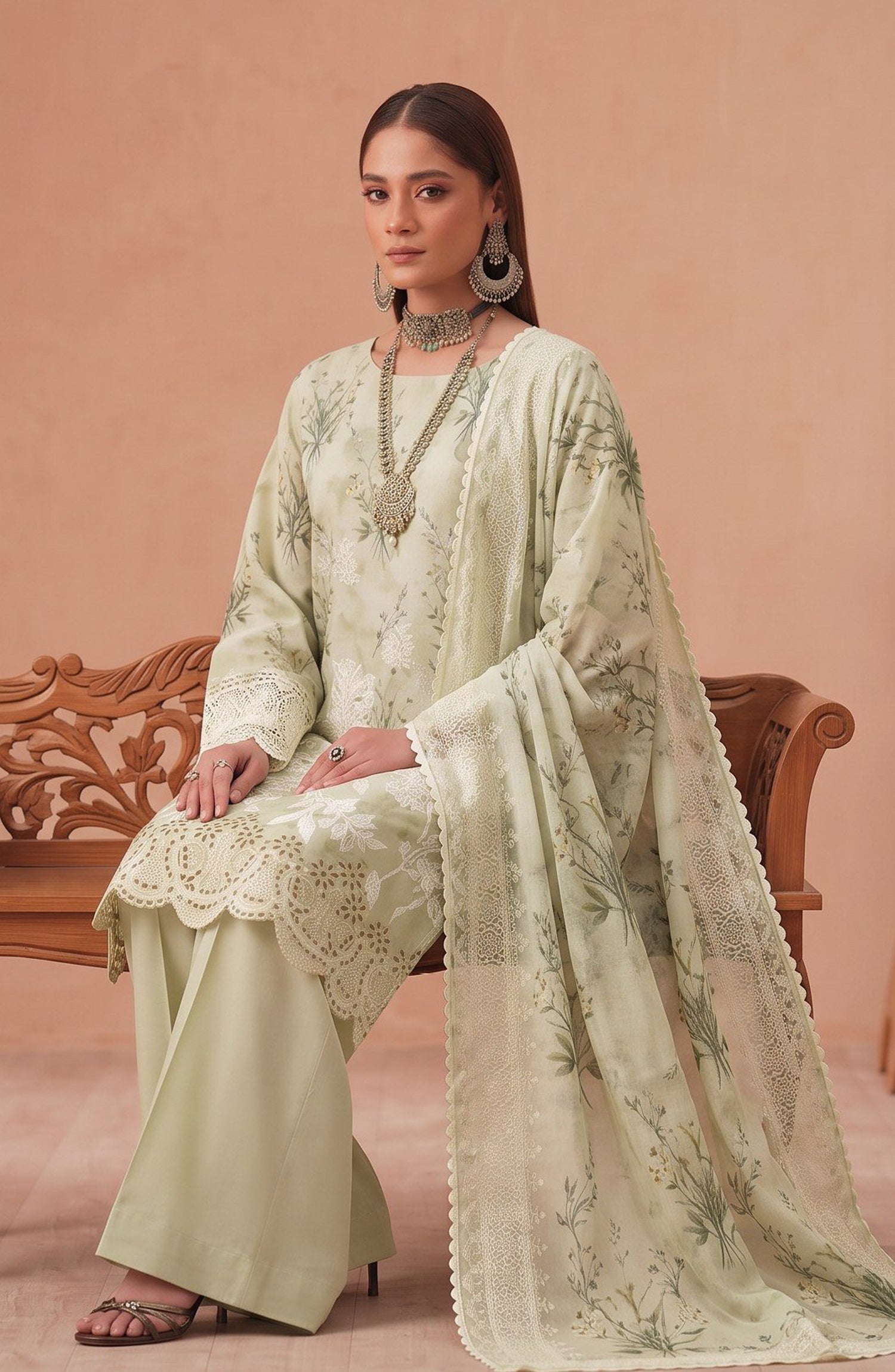 Bella by Amna Khadija Embroidered Viscose Unstitched 3 Piece Suit - D-06 - AM26BEL - Green - Winter Collection