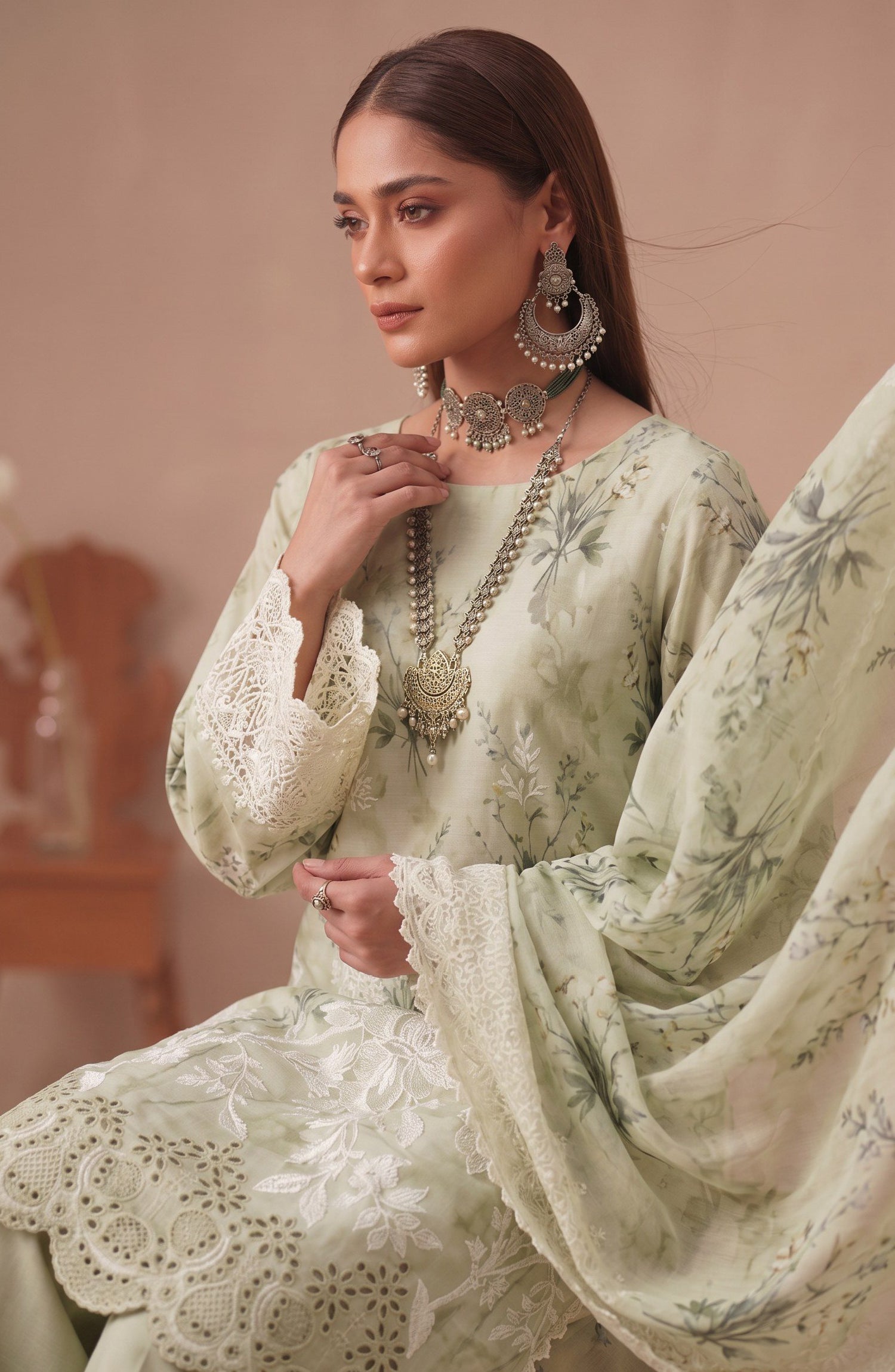 Bella by Amna Khadija Embroidered Viscose Unstitched 3 Piece Suit - D-06 - AM26BEL - Green - Winter Collection
