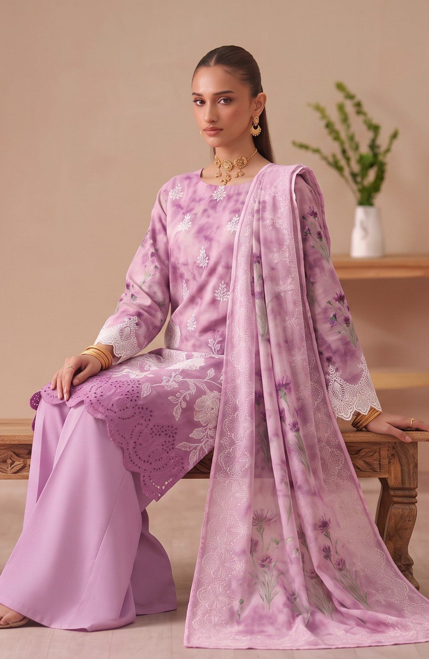 Bella by Amna Khadija Embroidered Viscose Unstitched 3 Piece Suit - D-07 - AM26BEL - Pink - Winter Collection