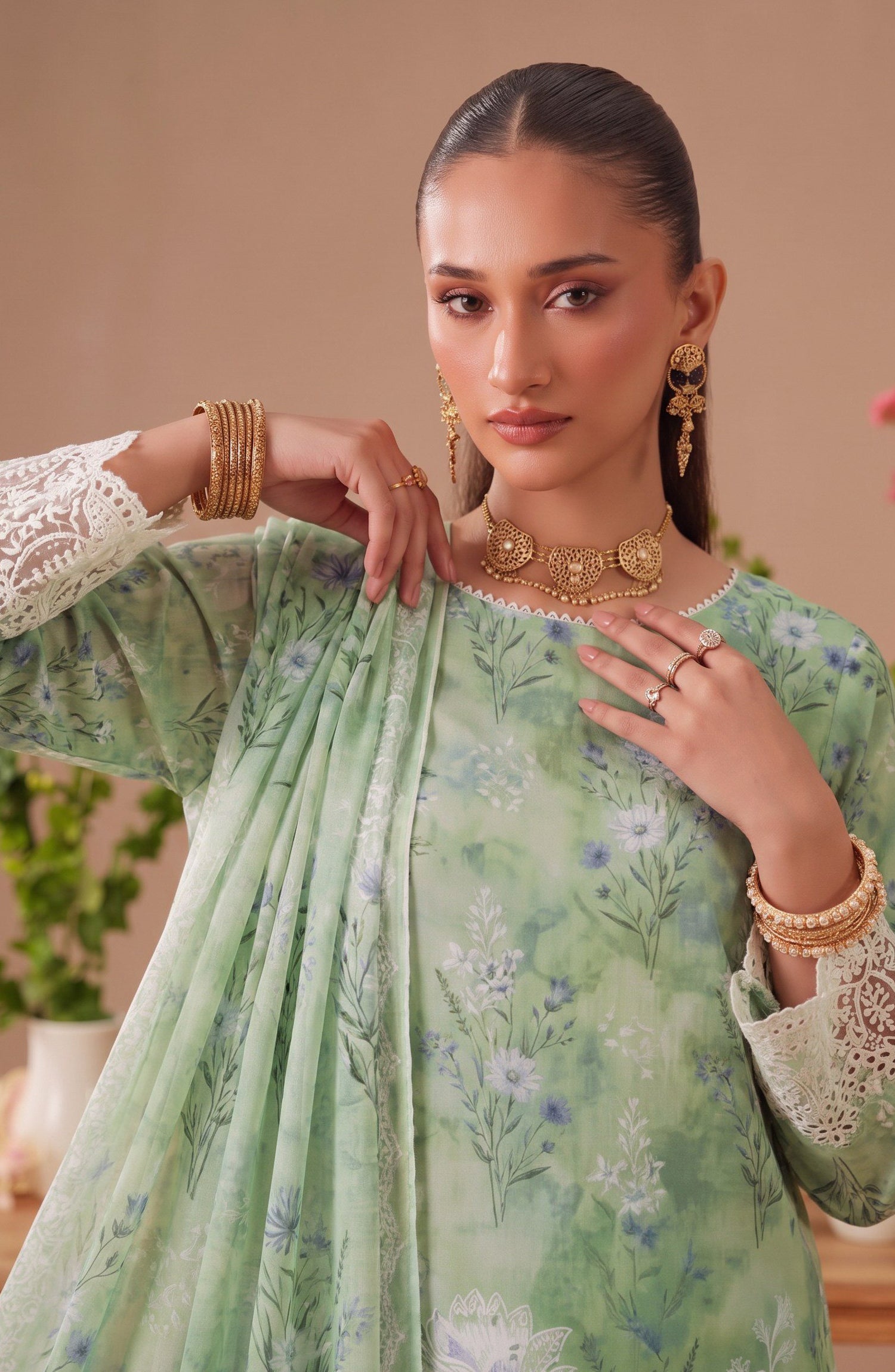 Bella by Amna Khadija Embroidered Viscose Unstitched 3 Piece Suit - D-08 - AM26BEL - Green - Winter Collection