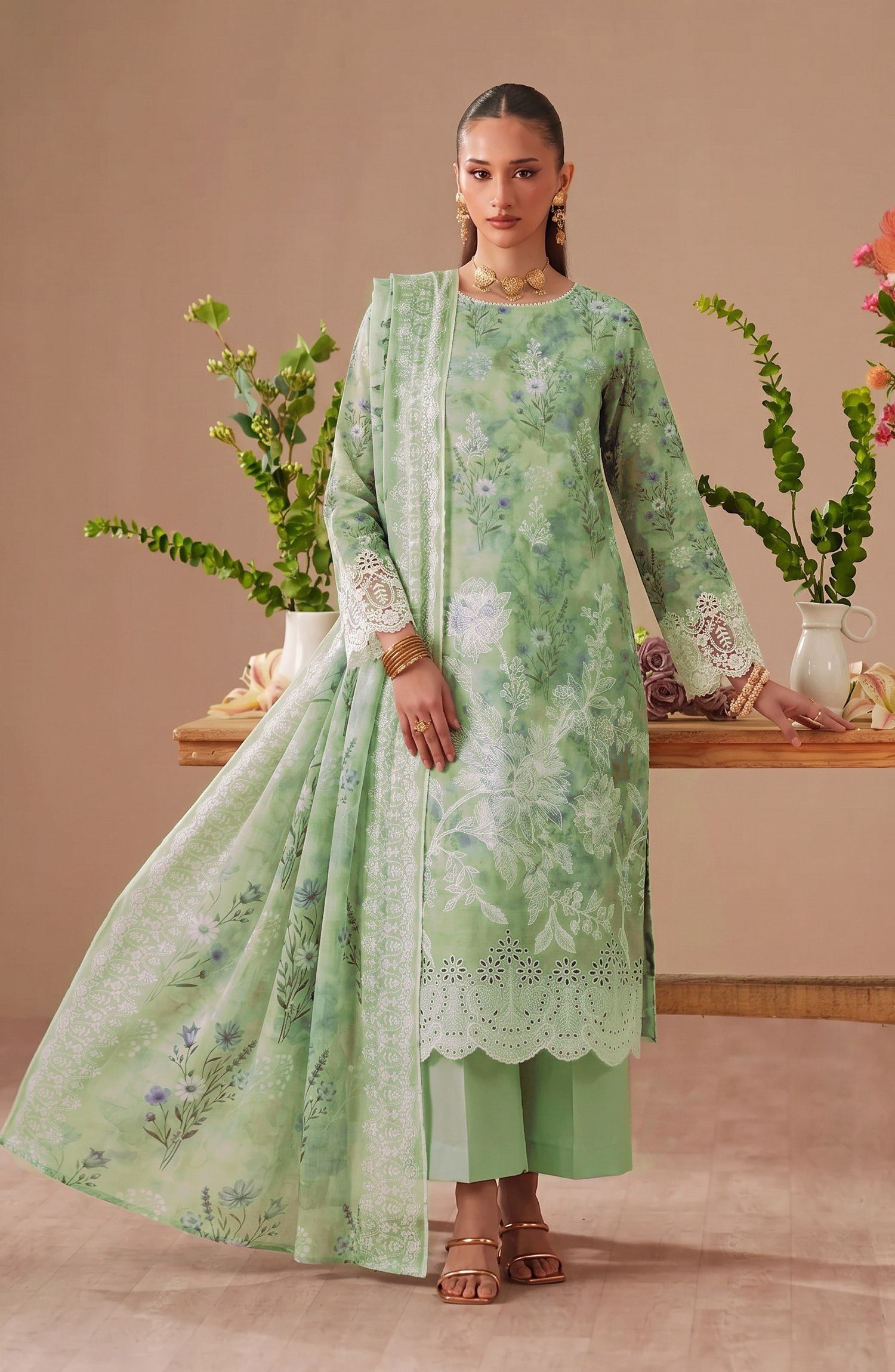 Bella by Amna Khadija Embroidered Viscose Unstitched 3 Piece Suit - D-08 - AM26BEL - Green - Winter Collection