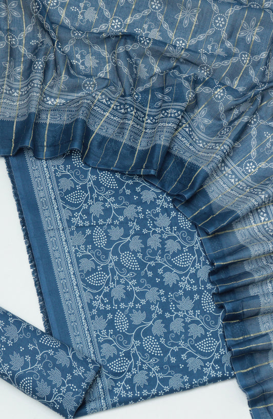 Bin Saeed Printed Cambric Unstitched 3 Piece Suit - D-03 - BS26CMP - Blue - Winter Collection