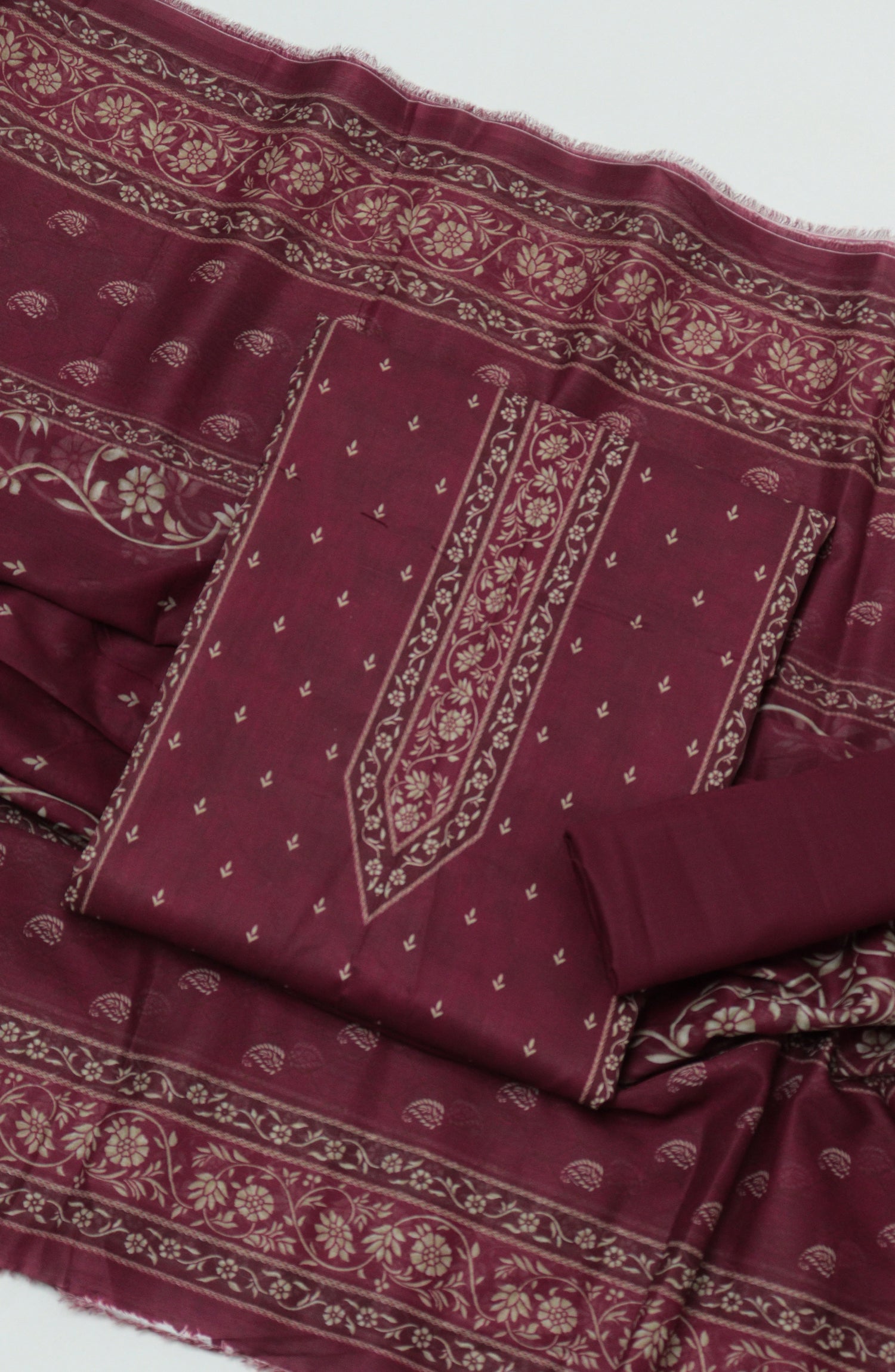 Bin Saeed Printed Cambric Unstitched 3 Piece Suit - D-11 - BS26CMP - Maroon - Winter Collection