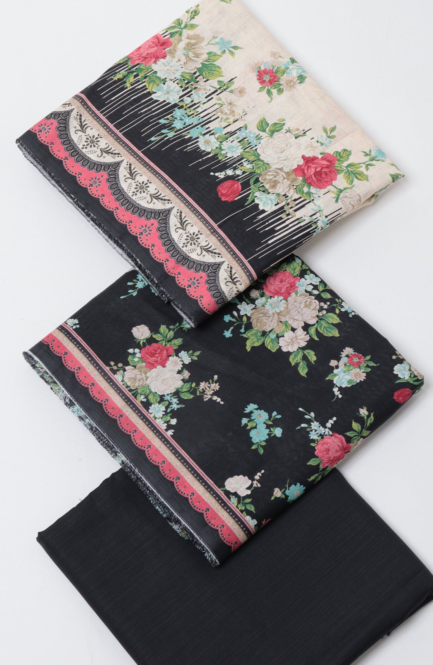 Bin Saeed Printed Khaddar Unstitched 3 Piece Suit - D-02 - BS26KTR - Black - Winter Collection