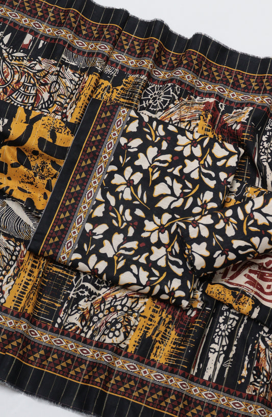 Bin Saeed Printed Khaddar Unstitched 3 Piece Suit - D-03 - BS26KTR - Multi - Winter Collection