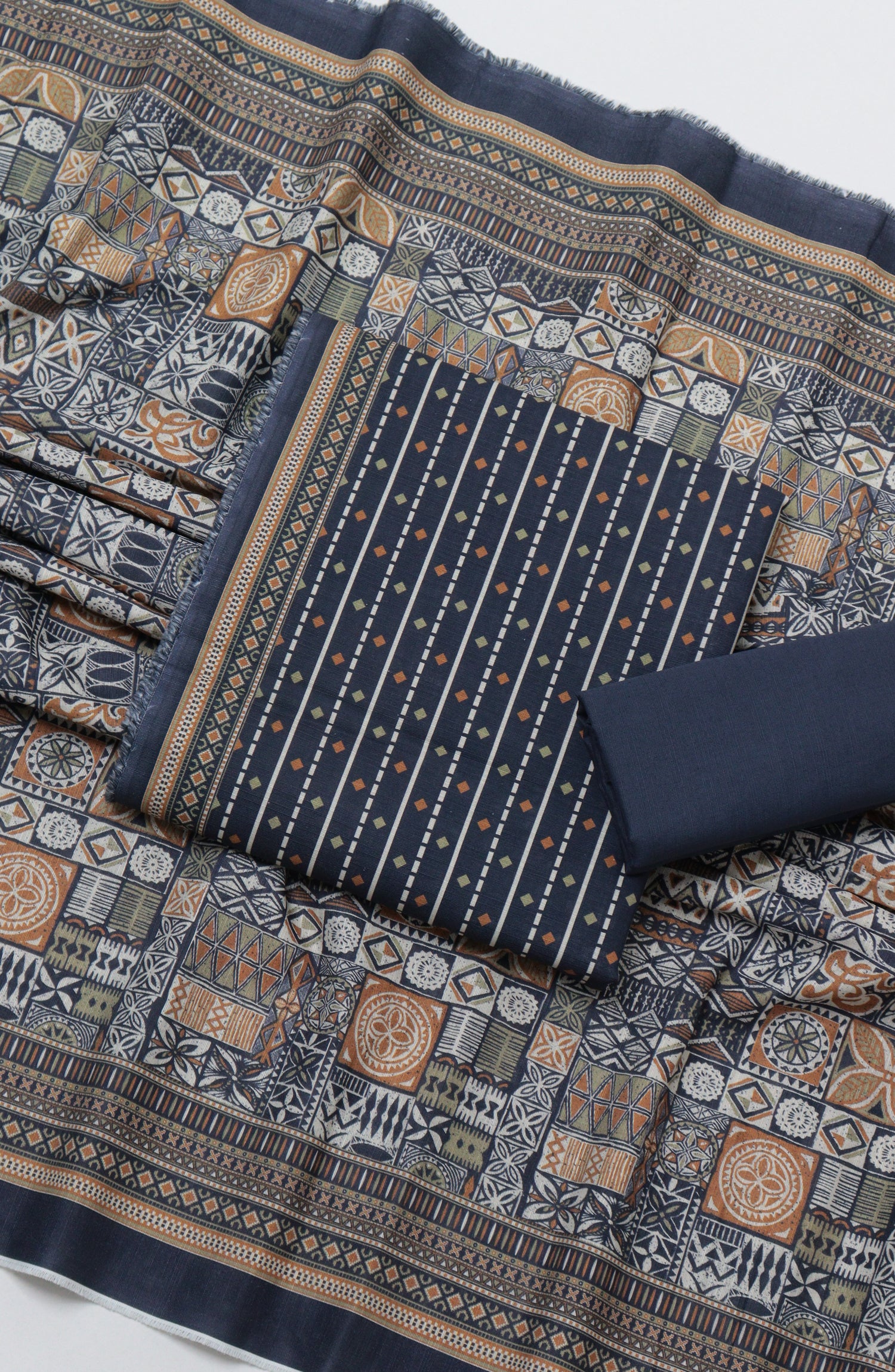 Bin Saeed Printed Khaddar Unstitched 3 Piece Suit - D-04 - BS26KTR - Blue - Winter Collection