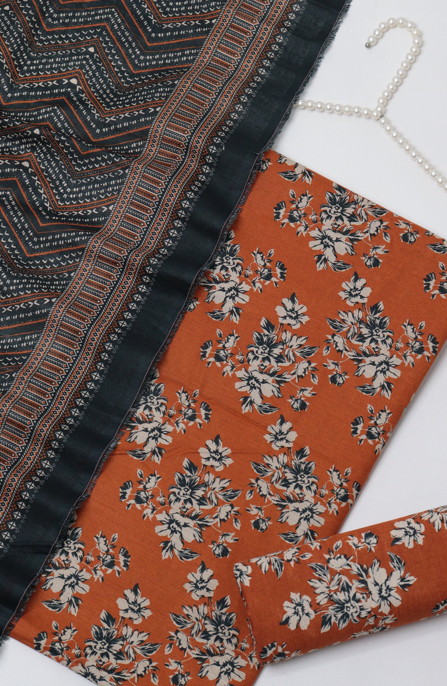 Bin Saeed Printed Khaddar Unstitched 3 Piece Suit - D-06 - BS26KTR - Rust - Winter Collection