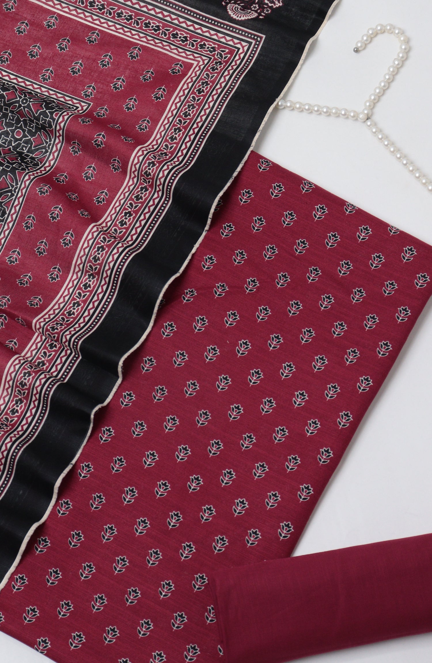Bin Saeed Printed Khaddar Unstitched 3 Piece Suit - D-08 - BS26KTR - Red - Winter Collection