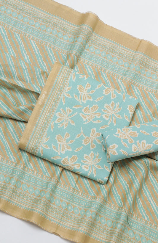 Bin Saeed Printed Khaddar Unstitched 3 Piece Suit - D-10 - BS26KTR - Blue - Winter Collection