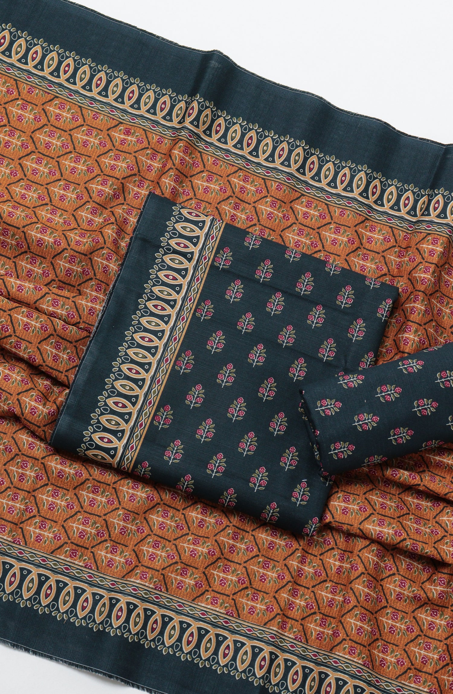 Bin Saeed Printed Khaddar Unstitched 3 Piece Suit - D-12 - BS26KTR - Blue - Winter Collection