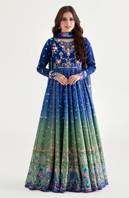 Bin Ilyas Amour Embroidered Lawn Unstitched 3 Piece Suit - 189-A - BL26AMR - Blue - Summer Collection