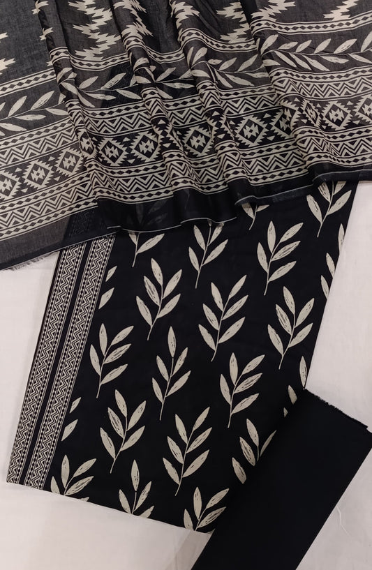 Bin Saeed Digital Printed Cotton Cambric Unstitched 3 Piece Suit - Design-05 - BS25DCC - Black - Summer Collection