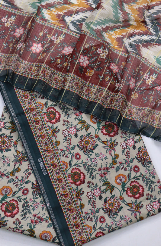 Bin Saeed Digital Printed Cotton Unstitched 3 Piece Suit - Design-03 - BS25DPR - Blue - Mid Summer Collection