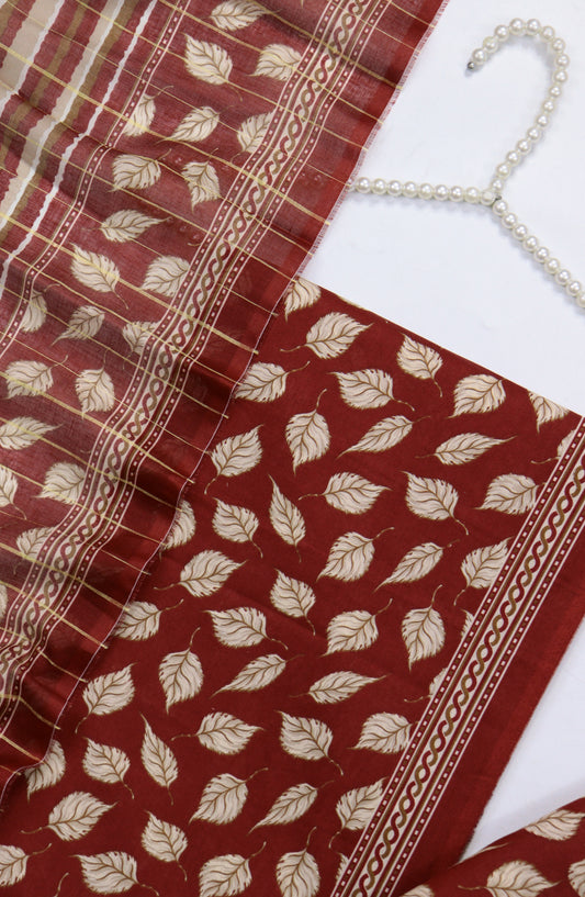 Bin Saeed Digital Printed Cotton Unstitched 3 Piece Suit - Design-05 - BS25DPR - Maroon - Mid Summer Collection