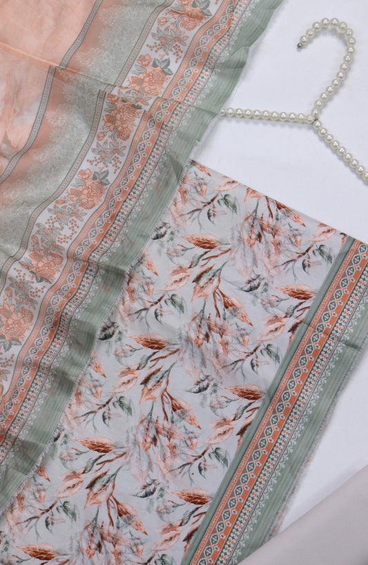 Bin Saeed Digital Printed Cotton Unstitched 3 Piece Suit - Design-06 - BS25DPR - Peach - Mid Summer Collection