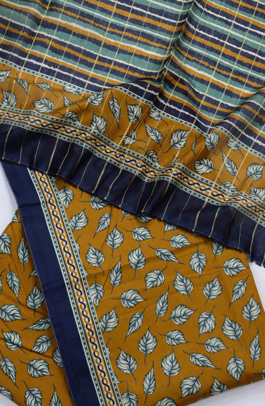 Bin Saeed Digital Printed Cotton Unstitched 3 Piece Suit - Design-07 - BS25DPR - Mustard - Mid Summer Collection