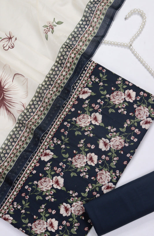 Bin Saeed Digital Printed Cotton Unstitched 3 Piece Suit - Design-B-04 - BS25DPR - Black - Winter Collection