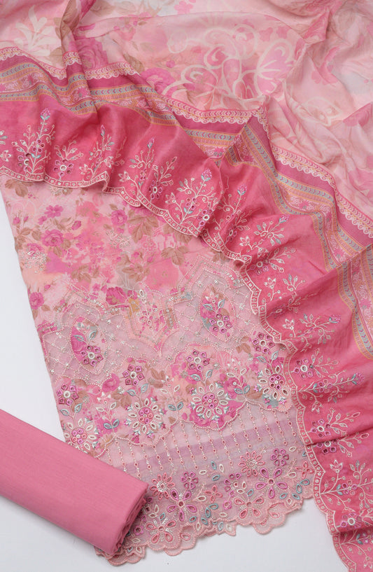 Bin Saeed Embroidered Cambric Unstitched 3 Piece Suit - D-07 - BS26UCB - Pink - Summer Collection