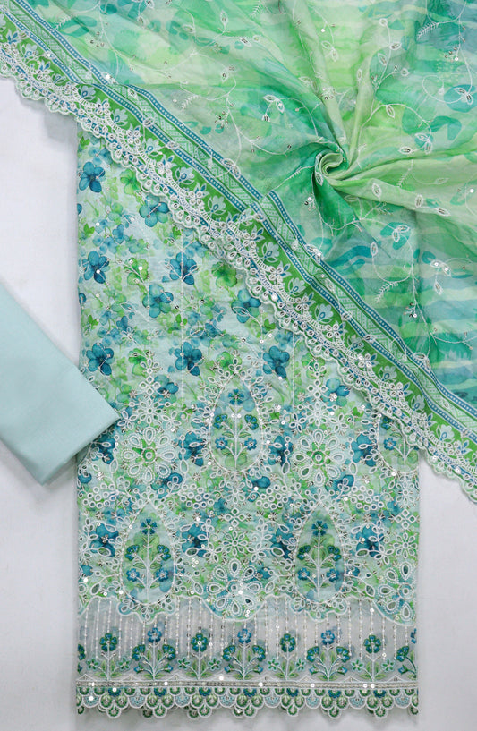 Bin Saeed Embroidered Lawn Unstitched 3 Piece Suit - D-04 - BS26UNE - Green - Summer Collection