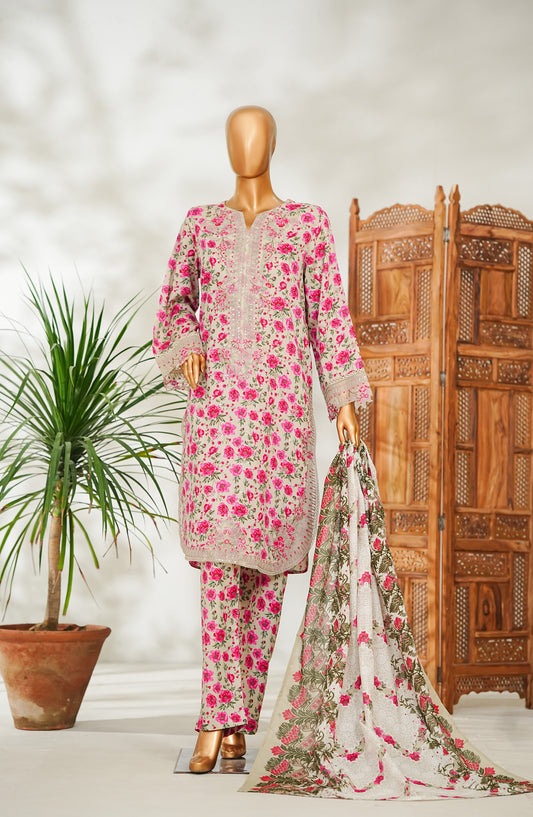 Bin Saeed Embroidered Lawn Stitched 3 Piece Suit - Design-14 - BS26EMB - Pink - Summer Collection