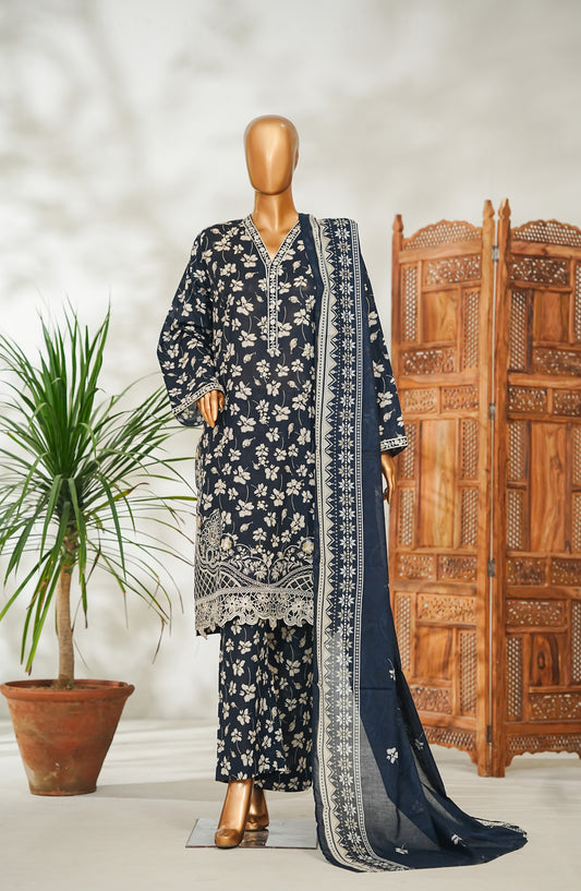 Bin Saeed Embroidered Lawn Stitched 3 Piece Suit - Design-06 - BS26EMB - Black - Summer Collection