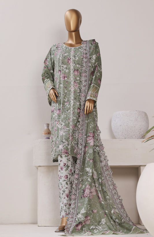 Bin Saeed Exclusive Embroidered Lawn Stitched 3 Piece Suit - Design-04 - BS26CLUZ - Green - Summer Collection
