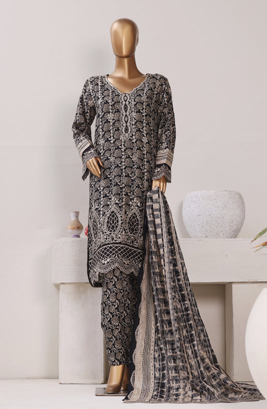 Bin Saeed Exclusive Embroidered Lawn Stitched 3 Piece Suit - Design-02 - BS26CLUZ - Black - Summer Collection