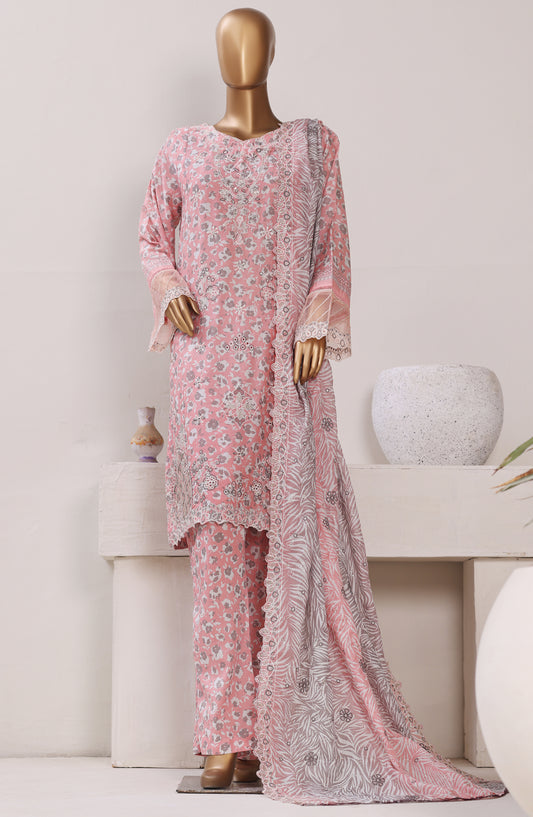 Bin Saeed Exclusive Embroidered Lawn Stitched 3 Piece Suit - Design-01 - BS26CLUZ - Pink - Summer Collection
