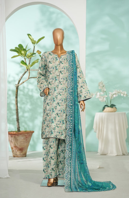 Bin Saeed Printed Lawn Stitched 3 Piece Suit - Design-08 - BS26LRY - Green - Luxury Collection